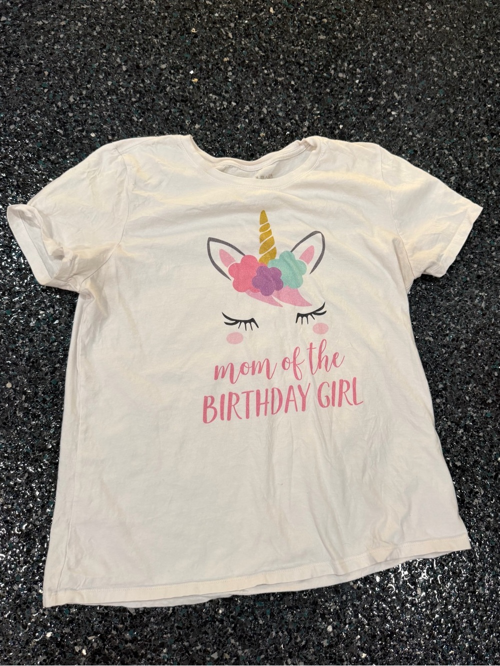 Unicorn Mom Shirt, Mom of the Birthday Womens Large White Short Sleeve Tee Shirt